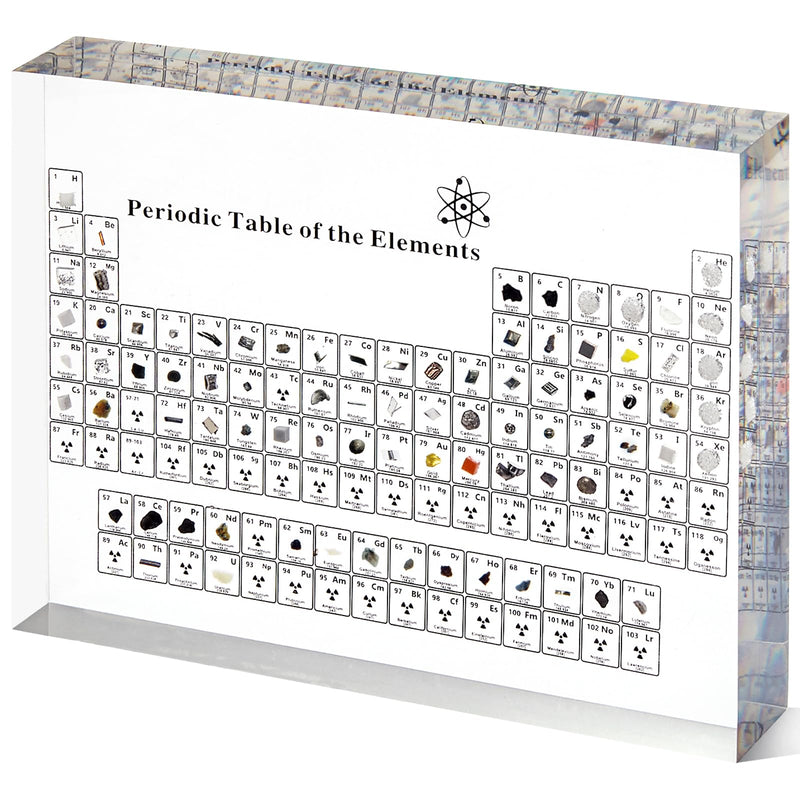 [Australia - AusPower] - Periodic Table with Real Elements Inside, Acrylic Periodic Table Display with 83 Real Elements Samples, Craft, Teaching Tool, Gift for Kid, Students, Teacher, Science Lovers, 6*4.5*0.8 inch 6.00" x 4.50" 