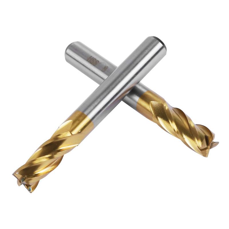 [Australia - AusPower] - Pack of 2) 4-Flute Titanium Coat Carbide End Mill Bits, 5/16 inch/8 mm HSS cnc Straight Shank Drill Bits Cutter Tool Set for Wood Aluminum 