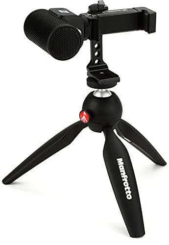 Sennheiser Pro Audio Sennheiser Professional MKE 200 + Mobile Kit, Directional On-Camera Microphone with Smartphone Clamp & Manfrotto PIXI Mini Tripod, 509256, Black