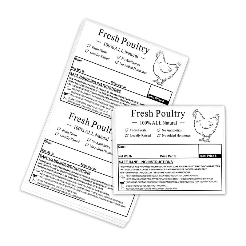 [Australia - AusPower] - Poultry Freezer Labels,4x3 Inch with Handling Instructions Exemption,50 Pcs Hen Label 