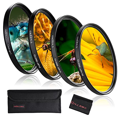 GREEN.L 72mm Close-up Filter Set(+1,+2,+4,+10), Professional Macro Filter for Camera Lens
