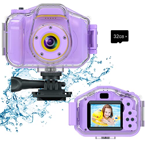 DEKER Kids Waterproof Camera, Underwater HD Digital Camcorder, Purple