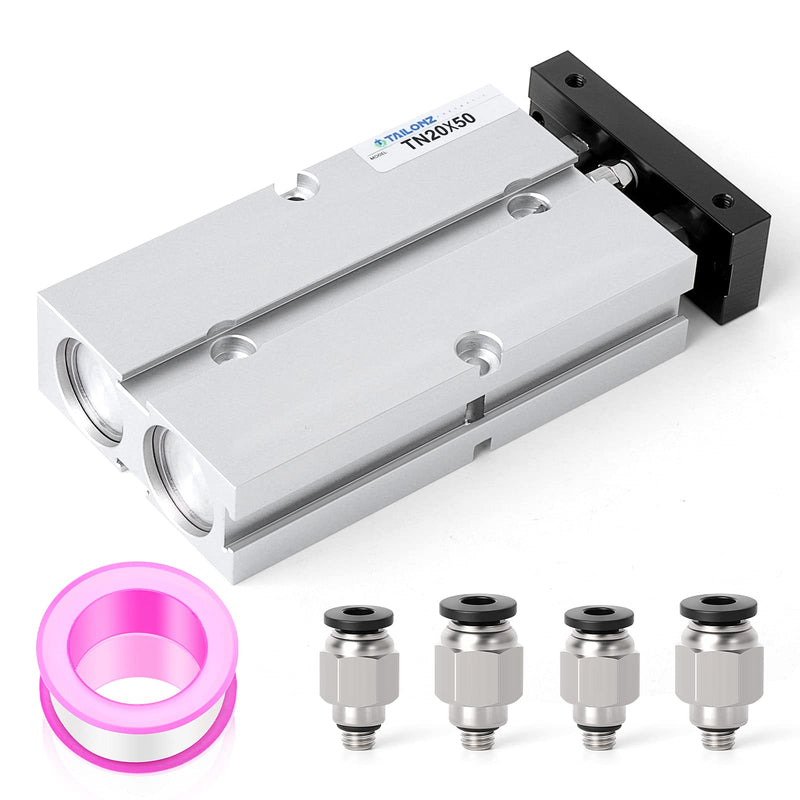 [Australia - AusPower] - TAILONZ PNEUMATIC 20mm Bore 50mm Stroke Double-Rod Double-Acting Aluminum Pneumatic Air Cylinder TN20-50 Bore:20mm Stroke:50MM 