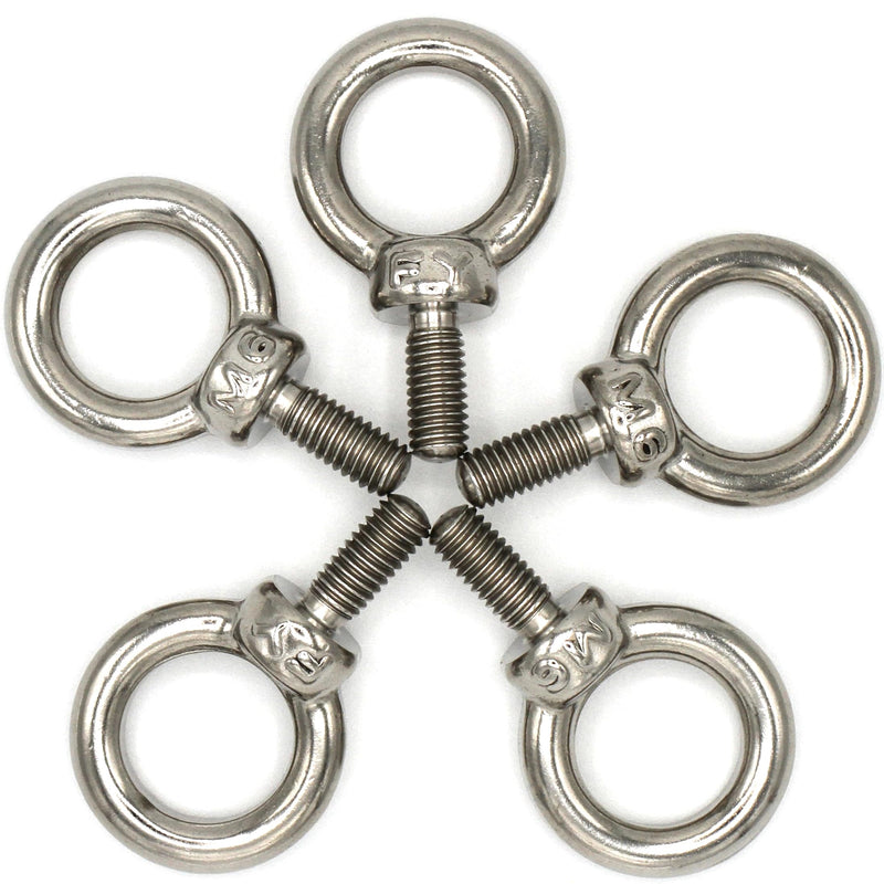 [Australia - AusPower] - Stainless Steel Machinery Shoulder Lifting Eye Bolt (M6, 5 Items) M6 Silver 