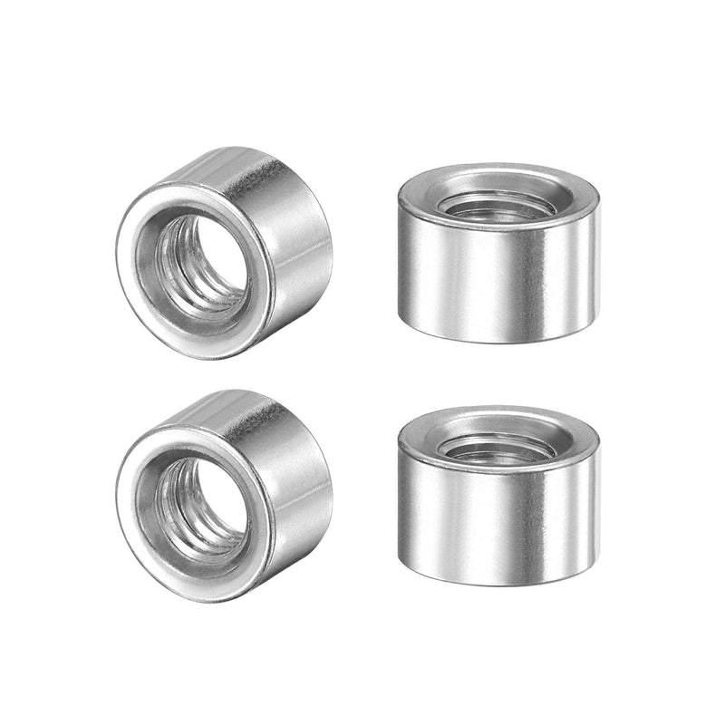 [Australia - AusPower] - uxcell Round Weld Nuts, M6 x 10mm x 6mm Weld On Bung Female Nut Threaded - 201 Stainless Steel Insert Weldable 4pcs M6x10mmx6mm 