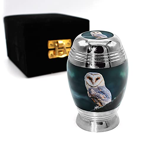 Commemorative Cremation Urns for Ashes Adult Male - Personalized Urn for Ashes for Women Decorative Urns - Beautiful Handcrafted Urns for Human (Small Observing Owl) Small