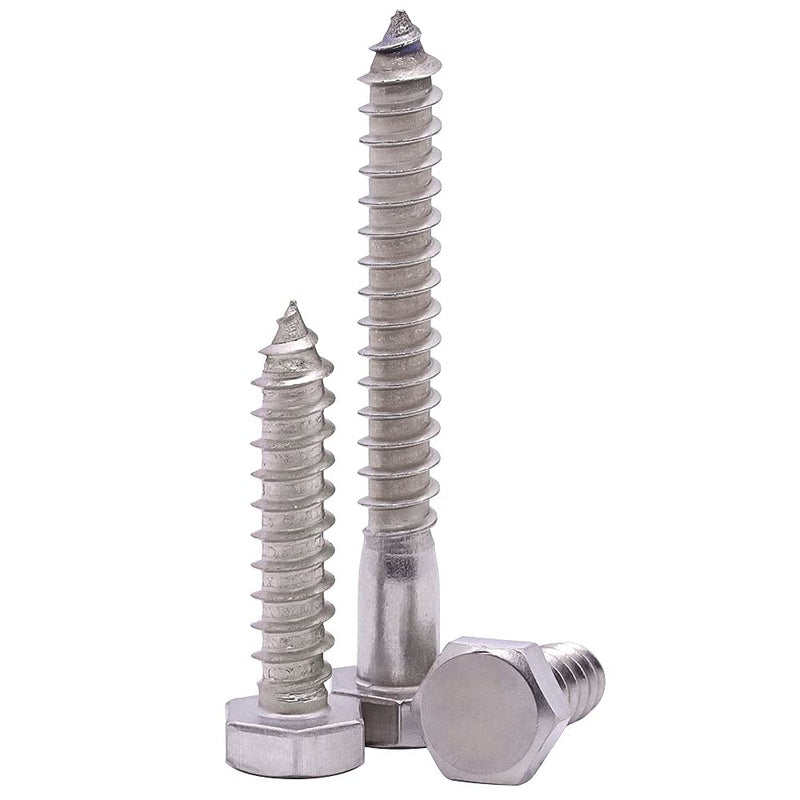 [Australia - AusPower] - 3/8" x 4" Hex Head Lag Screws Bolts for Wood, 304 Stainless Steel 18-8, Heavy Duty Lag Bolts, Hexagon Head Wood Deck Screws 10 PCS 3/8 x 4" 