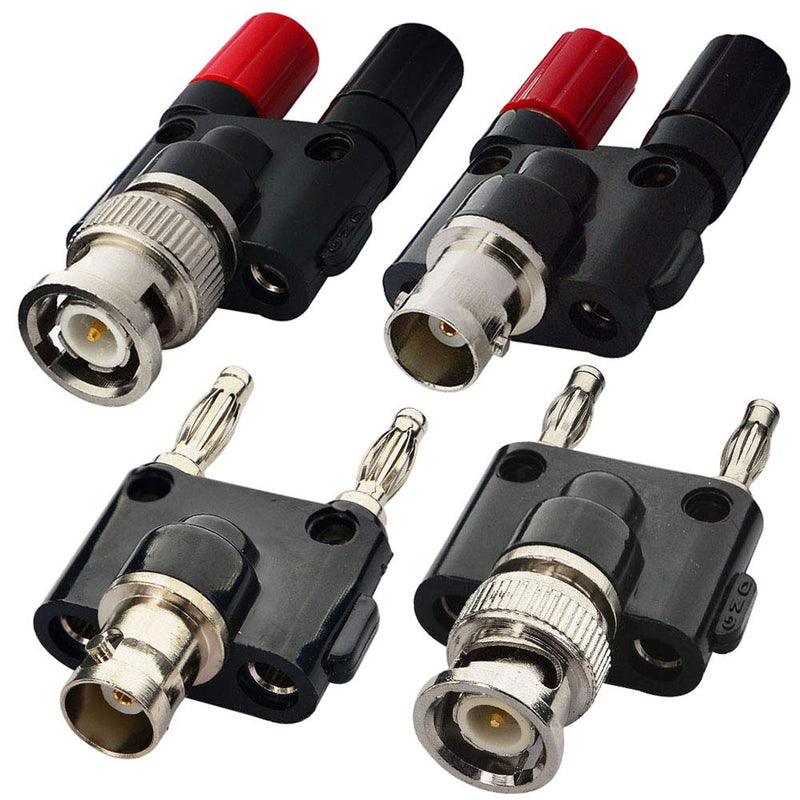 [Australia - AusPower] - onelinkmore BNC Kits 4 Type BNC Male Female to 2X 4mm Dual Banana Female Male Socket Binding Post RF Coax Coaxial Splitter Connector BNC Banana Adapter 