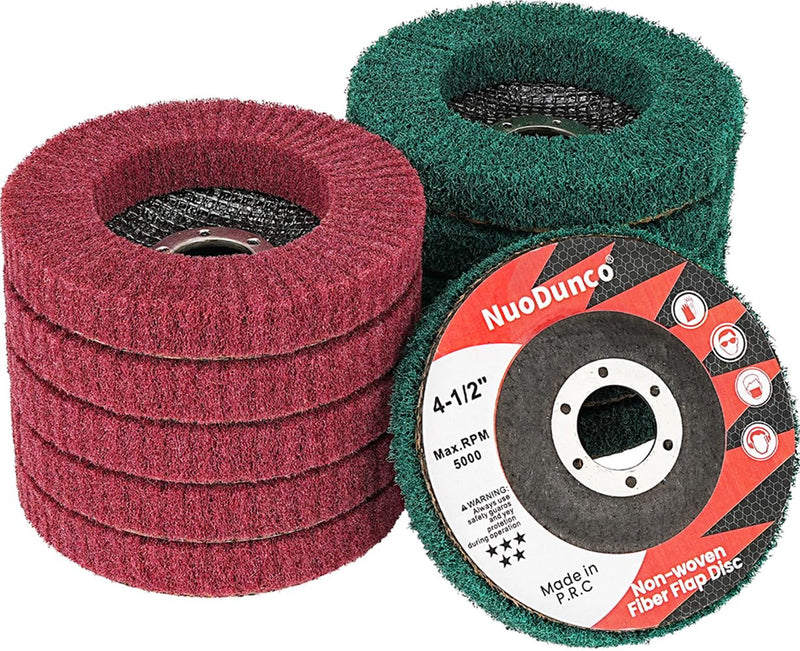 [Australia - AusPower] - 10Pack 180 & 320 Grit Non-Scratch Scour Flap Disc 4 1/2 Inch Angle Grinder Scouring Pads Paint Rust Remover Wire Brush Polishing Wheel Sanding Disc for Metal Wood 