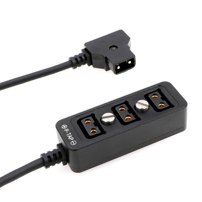 [Australia - AusPower] - AConnect Splitter Cable with Screw Threads for ARRI RED Z CAM Cameras D-tap Male to 3 Port P-tap Hub Metal Splitter Power Cable with Screw Holes 21in/ 54cm Black 