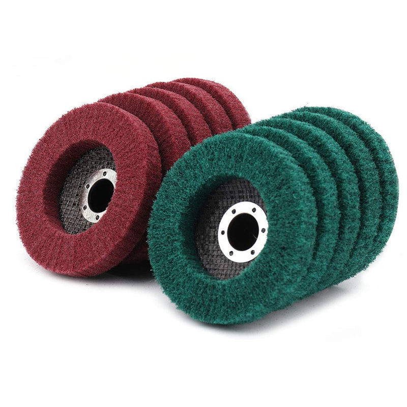 [Australia - AusPower] - NUODUN 10Pcs 180/320 Grit Nylon Fiber Flap Disc Metal Polishing Wheel, Abrasive Buffing Grinding Discs for 4" Angle Grinder, Deburring and Rust Removal of Welds on Complex Surfaces Mixed Pack 10Pcs 
