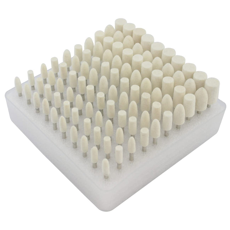 [Australia - AusPower] - Luo ke 100 Pcs Compressed Wool Felt Polishing Head Tool Buffing Wheel for Dremel Rotary Tool with 1/8" Mandrel 