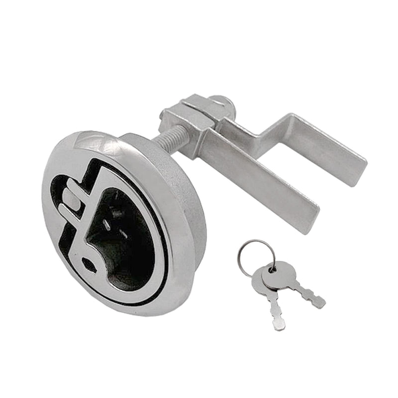 ISURE MARINE Grade 316 Stainless Steel Boat Floor Buckle Hatch Latch FlushTurning Lift Handle Lock Style with 2 Keys and Accessories Screws