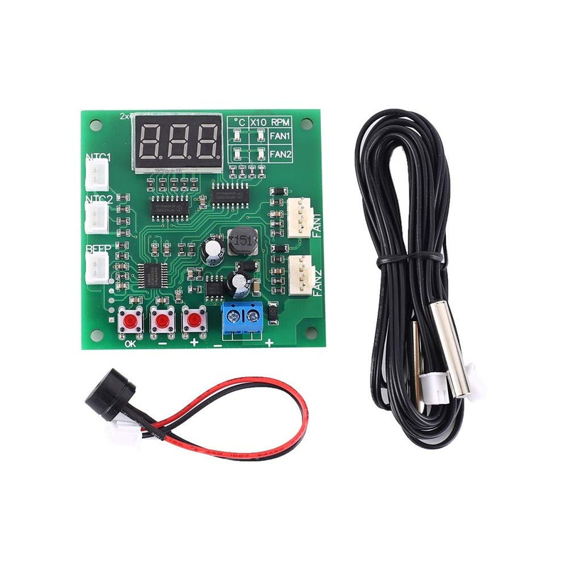 [Australia - AusPower] - PWM Driver Module, DC 12V 24V 48V PWM 4-Wire Fan Temperature Controller with Digital Display 2 Channel Temperature Governor for PC Fan/Alarm 