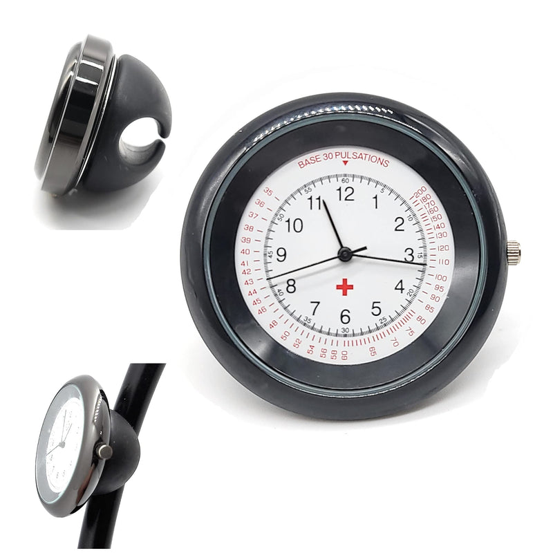 [Australia - AusPower] - Nurse Stethoscope Watch with Second Hand - Black - Attaches Directly to Stethoscope for All Medical Professionals 