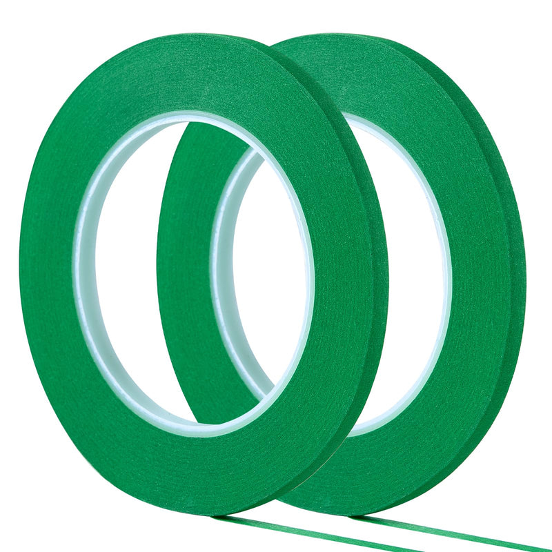 QDiShi 2 Pack 1/4" inch x 60yd Green Painters Tape Easy Removal Thin Narrow Finishing Masking Tape Painting Tape Wall Tape, No Residue and Good Adhesive (0.25 in 6MM)