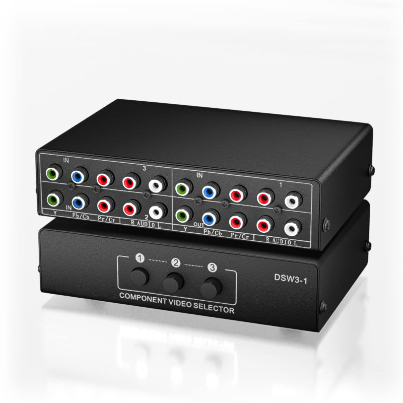 [Australia - AusPower] - BolAAzuL Component AV Video Switch Box 3 in 1 Out, 3 Port 5 RCA YPbPr Cable RGB Component AV Switcher Selector Converter 3-Way Plug & Play for Retro Gaming PS2 Wii Xbox DVD Player TV 3X1 Switch 