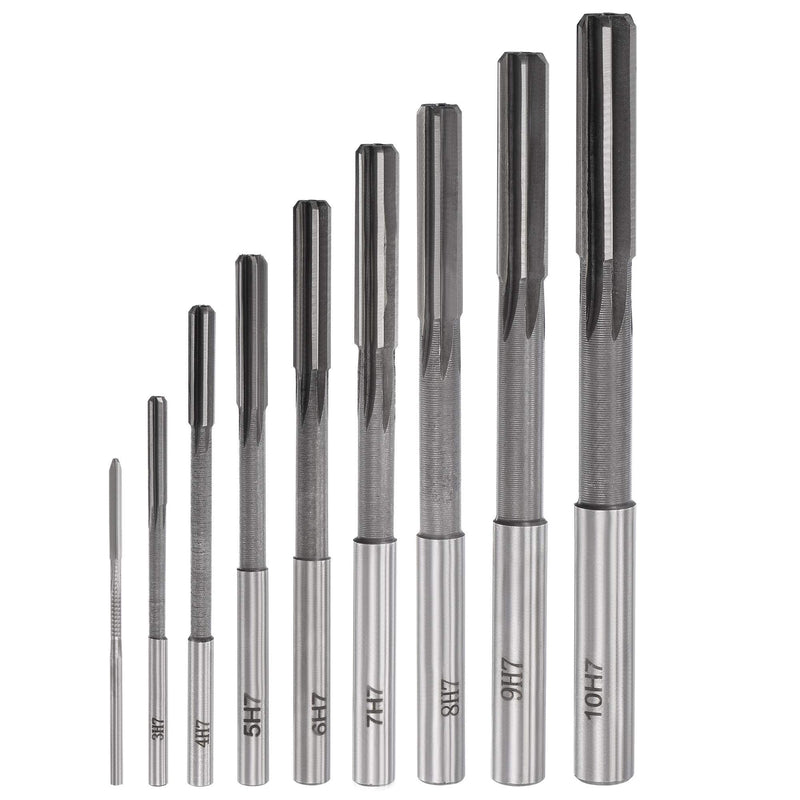 [Australia - AusPower] - uxcell Chucking Reamer Set Lathe Machine Reamer Straight Flute Milling Cutter High Speed Steel H7 Tolerance (2mm 3mm 4mm 5mm 6mm 7mm 8mm 9mm 10mm) 9pcs 