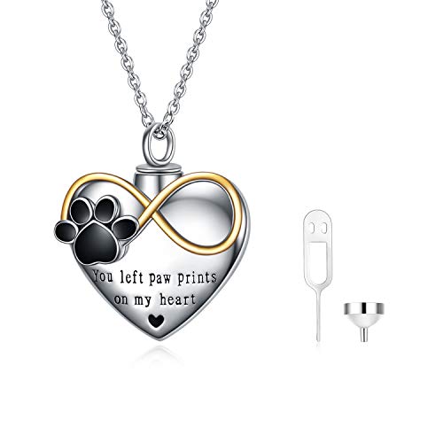 POPLYKE Urn Necklace for Ashes Sterling Silver Gifts for Women Men Her Grandma Cremation Necklace Jewelry Dog Heart Urn Necklace