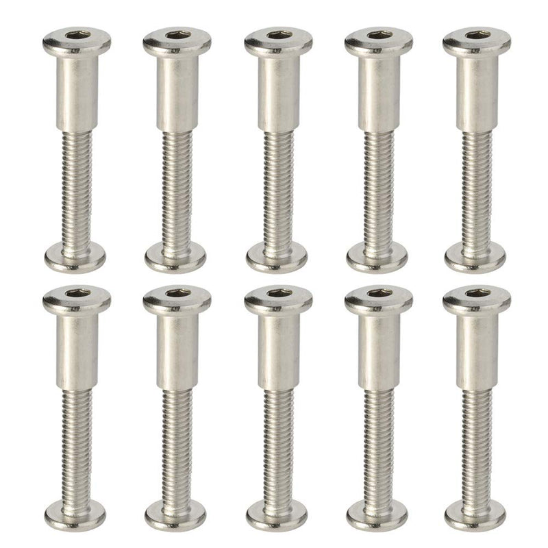 [Australia - AusPower] - Screw Post Fit for 5/16" (8mm) Hole Dia, Male M6 x 45mm Belt Buckle Binding Bolts Furniture Screws, 304 Stainless Steel 18-8, 10 Sets 