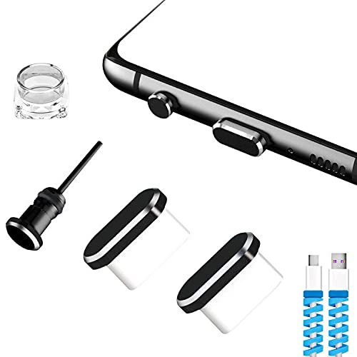 [Australia - AusPower] - USB Type C Dust Plugs Charging Port Cover Caps with Cable Protectors 2 Pack Compatible with Samsung Galaxy S23/S22/S21/S20+ Ultra/Z Flip 4/Z Fold 4 Pixel OnePlus (Black) Black 