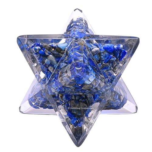 Amazing Gemstone 1 Pcs Lapis Lazuli Large Crystal Orgone Merkaba Star for Reiki Healing Meditation and Crystal Grid