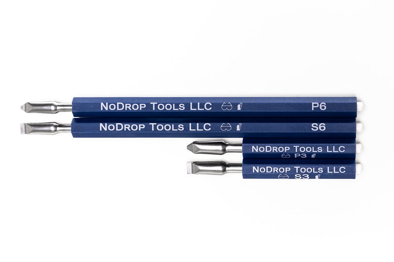 Screw Holding Screwdriver Set for Electricians – NoDrop Tools 4pc Screw Starter Set (Phillips & Slotted) – One-Handed Screw Starter for Panels, Breakers & Tight Spaces (#4–1/4 Screws)