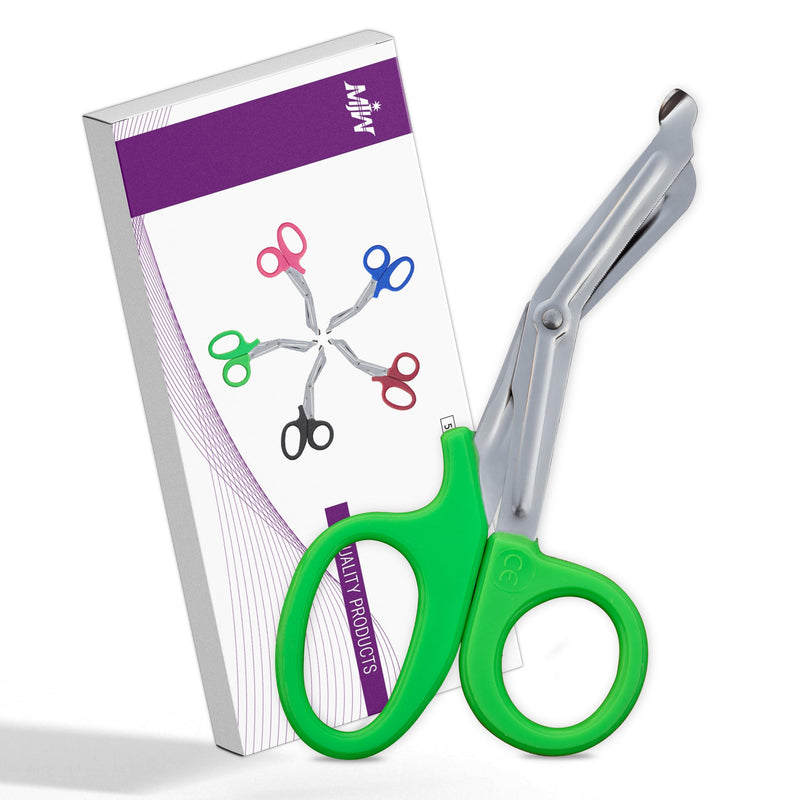 Medical Bandage Scissors EMT Scissors - 19 cm / 7.5 Inch Length Stainless Steel First Aid Emergency Scissors Traumatic Scissors Premium Quality (Green, 5.5) Green