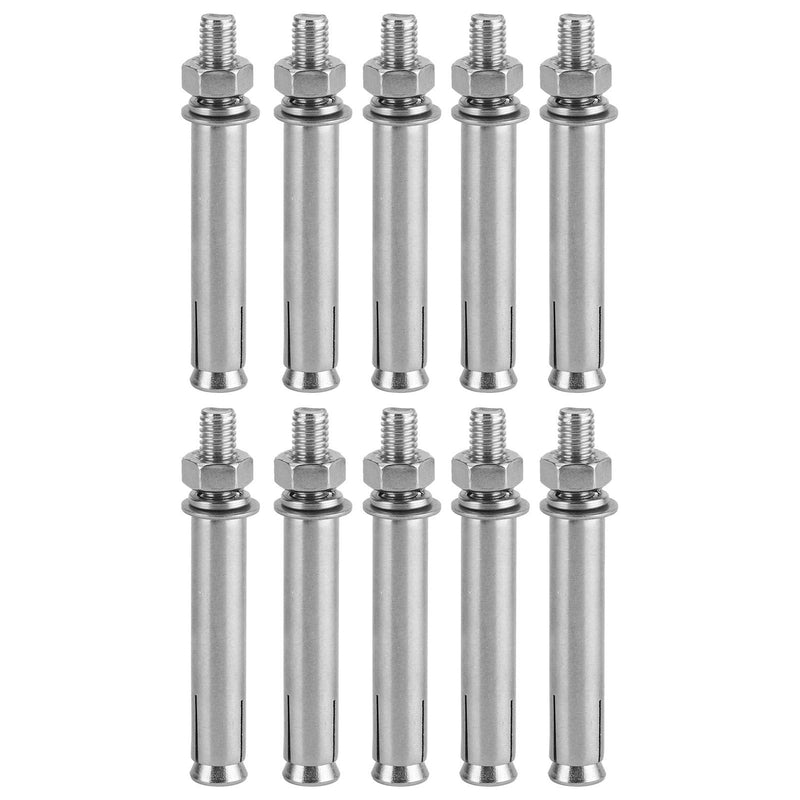 [Australia - AusPower] - Eujgoov 10Pcs Stainless Steel Expansion Bolts M8x80 Hex Nut Expansion Bolts Anchor Accessories for Home Improvement 