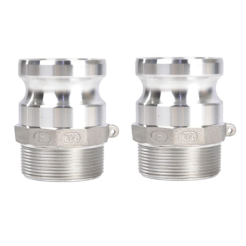 [Australia - AusPower] - 2 pcs Aluminum Camlock (2" Part F) Cam & Groove Hose Fittings, cam Lock Fittings Male Adapter x Male NPT Thread cam Lock Fittings camlock Coupling (2'') 2 