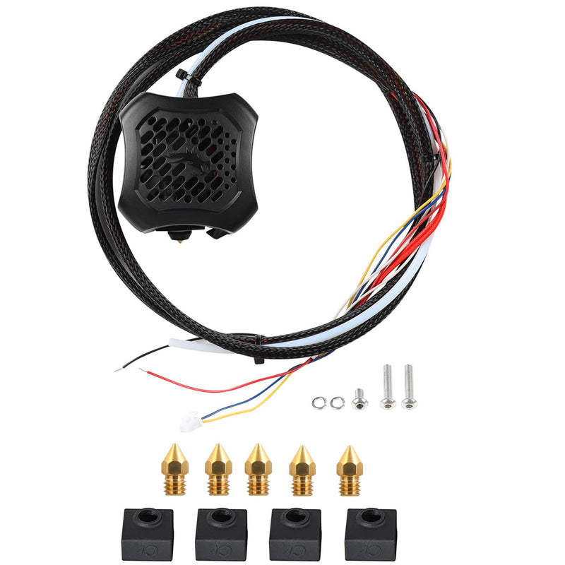 Creality Ender 3 V2 Full Hotend Kit 3D Printer Parts, 3D Printer Accessories Assembled Hotend Nozzle Kit with Dual Fans and ABS Shell for Ender-3 V2