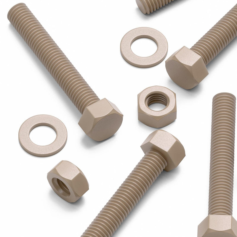 [Australia - AusPower] - 5 x PEEK Hex Head Screw M10 x 65mm Nuts & Bolts - Peek Plastic nuts and bolts, anti corrosion, chemical resistant, high temperature resistance, (13/32 x 2 9/16 in) 