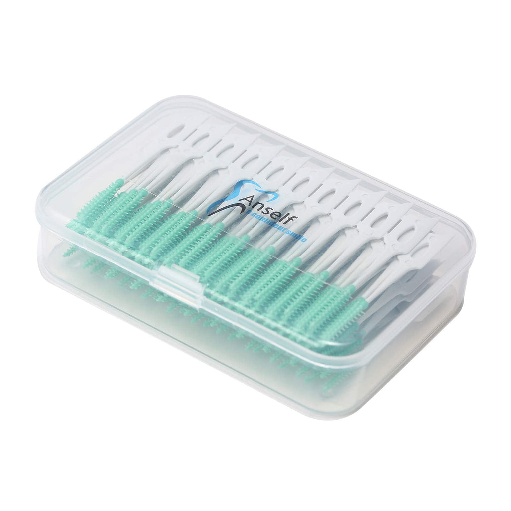 160PCS Interdental Brushes Ultra Tight Bristles Tooth Interdental Cleaners Silicone Toothpick Brush Disposable Teeth Soft Picks, Green