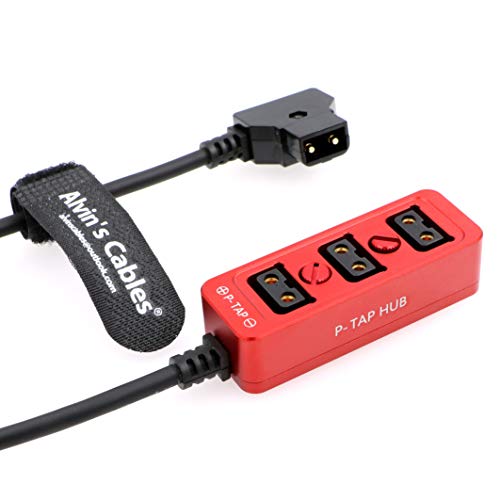 Alvin's Cables D-tap Splitter P-Tap HUB Cable Dtap Male to 3 Port D tap Female Splitter Cable with Screw Threads for ARRI RED Z CAM Cameras TILTA Steadicam IDX V-Mount Battery 50cm/19.7in red