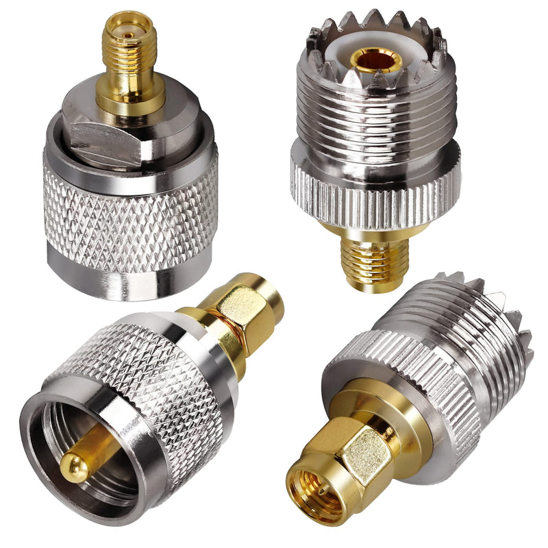 [Australia - AusPower] - TUOLNK SMA to UHF Connectors Kit UHF to SMA Male to Female RF Coax Adapter Nickel Gold Plated SO239 PL259 to SMA Adapter Kit 4 Type Set SMA to UHF Adapter Kit 