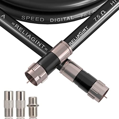 [Australia - AusPower] - 30ft TV Cable Wire Black RG6 Coaxial Cable with F Connector, F81 Female Extension Adapter, Low Loss High-Speed Coax Cable Cord Extender for HD TV, Dish, Satellite, Antenna, TV Cable 30' 30 FT 
