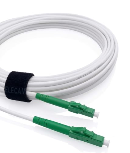 Elfcam® Fibre Optic Cable Simplex LC/APC 8° to LC/APC 8° Connector, 9/125 μm OS2 Patch Cable LSZH, FTTH Fibre Optic Cable, White (10 m) 10 m OS2 White LC/APC-LC/APC