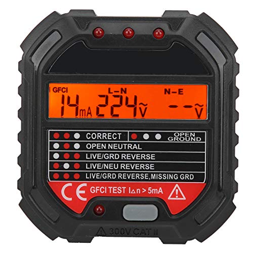 [Australia - AusPower] - HT107B 90-250V Socket Tester 3-Pin Outlet Tester Receptacle Tester Frequency Phase Voltage Leakage Voltage Test Electric Circuit Detector 