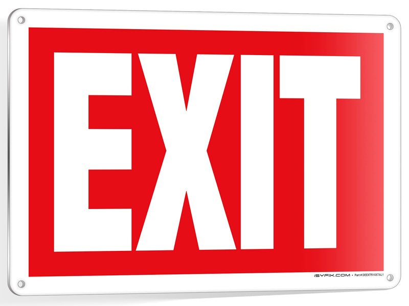 [Australia - AusPower] - iSYFIX Exit Sign – 1 Pack 10x7 Inch – 100% Rust Free .040 Aluminum Signs, Laminated for Ultimate UV, Weather, Scratch, Water and Fade Resistance, Indoor and Outdoor, Exit Signs for Exterior. Red 10x7 Aluminum 