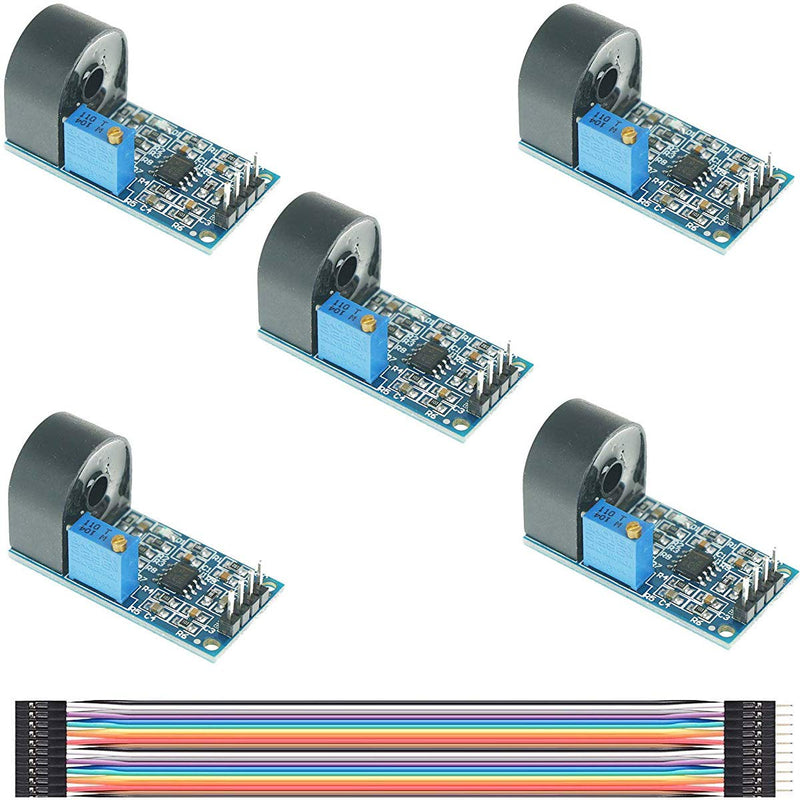 [Australia - AusPower] - DAOKI 5 pcs 5A Current Transformer ZMCT103C AC Sensor Single Phase Current Transformer Module Current Sensor AC Active Output Onboard Precision with Dupont Line for Arduino 5A/5mA 