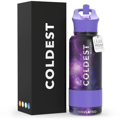 Coldest Insulated Water Bottle with Straw Lid - Stainless Steel Metal Insulated Bottle for Men & Women (Astro Purple, 32 oz) Astro Purple