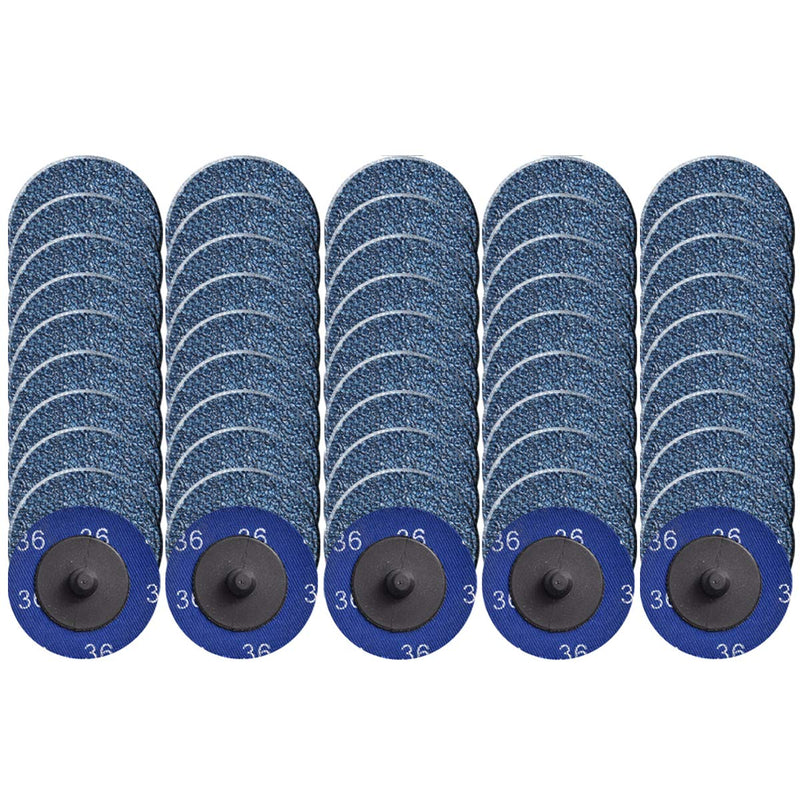 [Australia - AusPower] - Quick Change Grinding Disc, 50 Pcs 2 inch Sanding Discs, Zirconia Coated Roll Lock Disc for Surface Prep (36 Grit) 36 Grit 