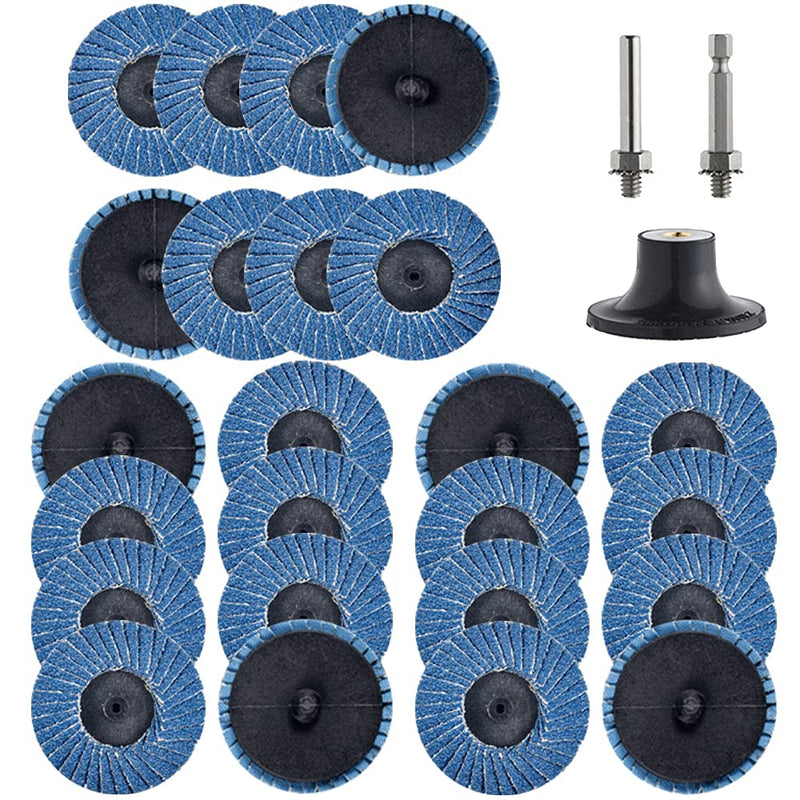 [Australia - AusPower] - 24 Pcs 2 inch Roll Lock Flap Discs with 1/4" Holder Die Grinder Accessories T27 Zirconia Flat 36 Grit Grinding Wheels for Surface Prep(36 Grit) Flap 25Pack 36Grit 
