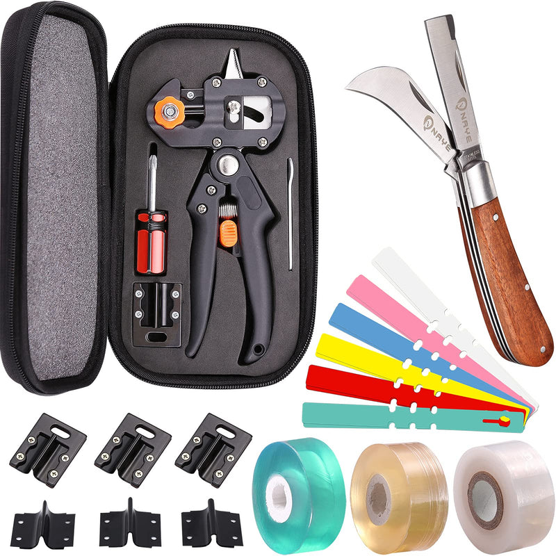 [6 Blades Enhanced] NAYE 2 in 1 Garden Grafting Tool Kit for Fruit Trees with Grafting Knife Grafting Tapes,Extra Replacement Blades Included,Professional Grafting Scissor Shear Japanese