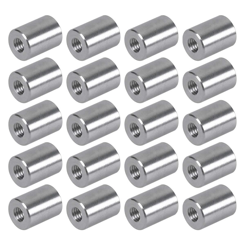 [Australia - AusPower] - Pack of 20 - M4 Round Connector Nuts, 304 Stainless Steel Coupling Nut 10 mm/0.39 inch Length Outside Diameter 8 mm / 5/16 inch 