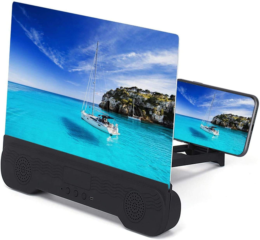 [Australia - AusPower] - 14'' Screen Magnifier with Bluetooth Speakers for Cell Phone,3D Magnifying Projector Screen Enlarger for Movies Videos Games Foldable Stand Holder with HD Screen Amplifier Supports All Smartphones 