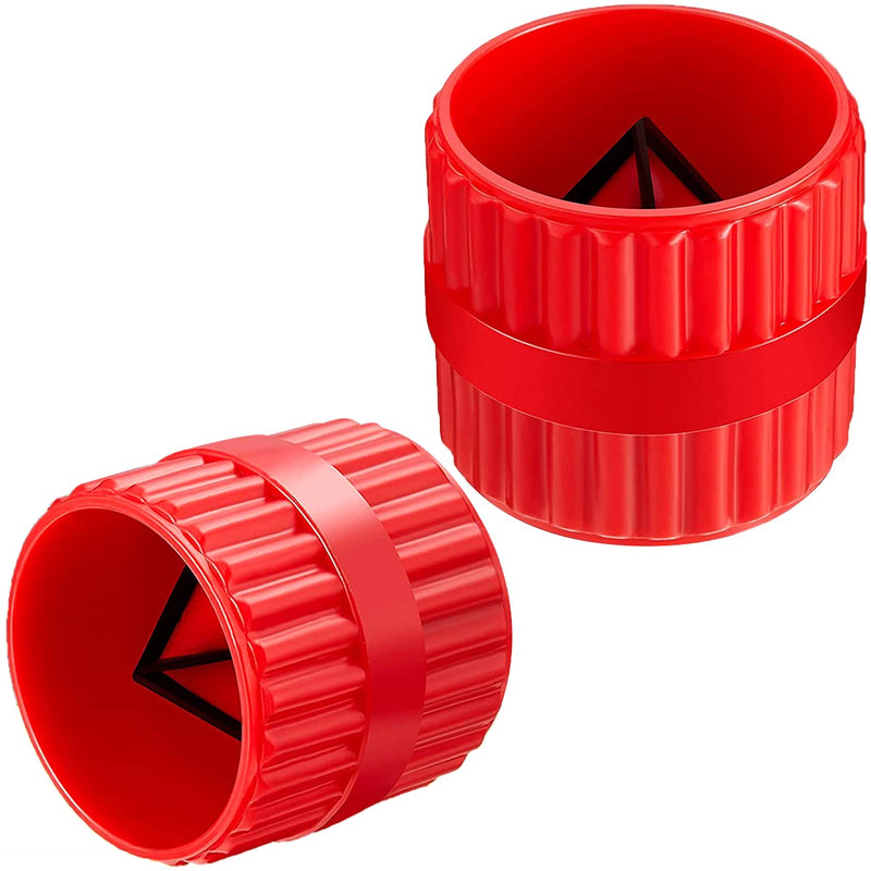 [Australia - AusPower] - 2 Pieces Red Inner-Outer Reamer Pipe and Tube Deburring Reamer Tubing Chamfer Tool for PVC/PPR/Copper/Brass/Aluminum Tubes(3/16-inch to 1-1/4-inch) 2 Red 