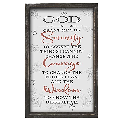 Buecasa Farmhouse God Serenity Prayer Wall Decor Sign - Religious Bible Verse Wall Art with Rustic Solid Wood Frame16x9.5 Inches Vertical