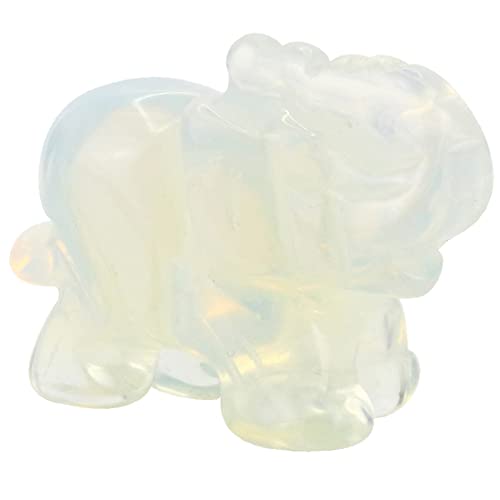 Opalite Crystal Elephant Pocket Guardian Figurine Elephant Statue 1.5 inch for Healing Reiki Spiritual Gift Cute Meditation Office Room Desk Decor Opalite