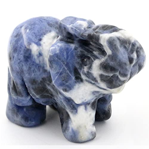 Sodalite Crystal Elephant Pocket Guardian Figurine Elephant Statue 1.5 inch for Healing Reiki Spiritual Gift Cute Meditation Office Room Desk Decor Sodalite